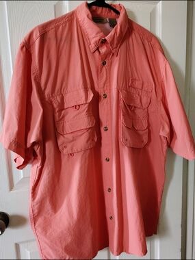 Men's Short Sleeve Fishing Shirt in Coral